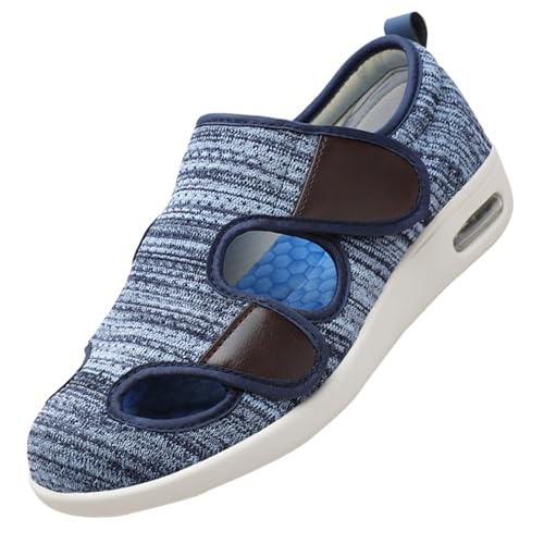 CVFOMBN Diabetiker Schuhe Herren Damen Extra,Hausschuhe mit Klettverschluss Leichte Atmungsaktiv Pantoletten Memory Foam Bequeme Slipper.Light blue-45 von CVFOMBN