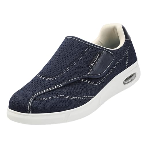 CVFOMBN Diabetiker Schuhe Herren Extra Weit Leichte Schuhe,Hausschuhe Herren Walkingschuhe Verstellbare Klettverschuß rutschfest Freizeitschuhe Rehaschuhe für Senioren.Blue,48 von CVFOMBN