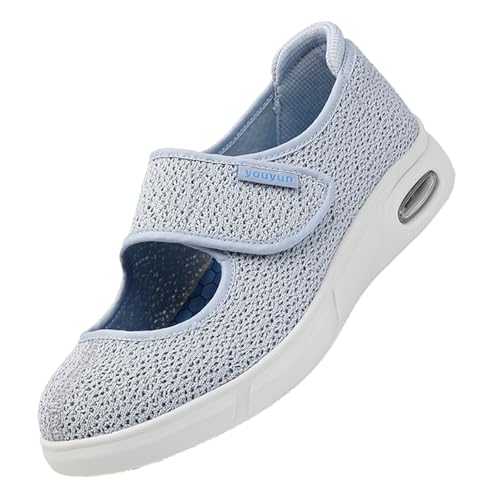 CVFOMBN Diabetiker Schuhe Herren Extra Weit Leichte Schuhe，Herren Extra Weit Freizeitschuhe Verbandsschuhe Hallux Orthopädische Schuhe mit Klettverschluss Breiter.greyㅡ42 von CVFOMBN