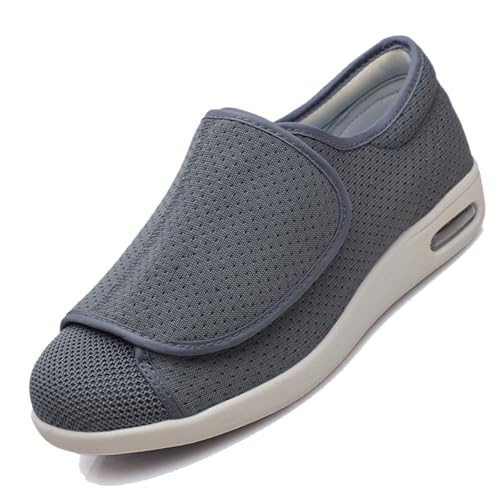 CVFOMBN Diabetiker Schuhe Herren Und Damen,Hausschuhe Herren Walkingschuhe Verstellbare Klettverschuß rutschfest Freizeitschuhe Rehaschuhe für Senioren.Grey,48 von CVFOMBN