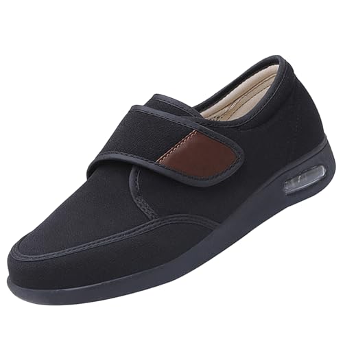 CVFOMBN Diabetiker Schuhe Herren und Damen,Extra Weite Sneaker mit Klettverschluss. Bequemer Laufschuh für breite, Flache Füße..Black A 48 von CVFOMBN