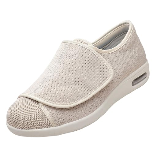 CVFOMBN Diabetiker Schuhe für Geschwollene Füße,Damen Senioren Hausschuhe Unisex Verbandschuhe Plantarfasziitis Geschlossene Sandalen Geeignet für DiabetikerBeige,45 von CVFOMBN