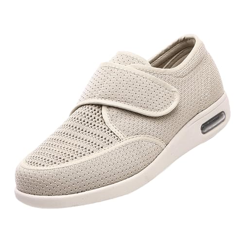 CVFOMBN Diabetiker Schuhe für Geschwollene Füße,Gesunde Sportschuhe mit weitem Klettverschluss und niedrigem Schaft, Linderung von Fußschwellungen, gesunde Schuhe,Beige▁42 von CVFOMBN