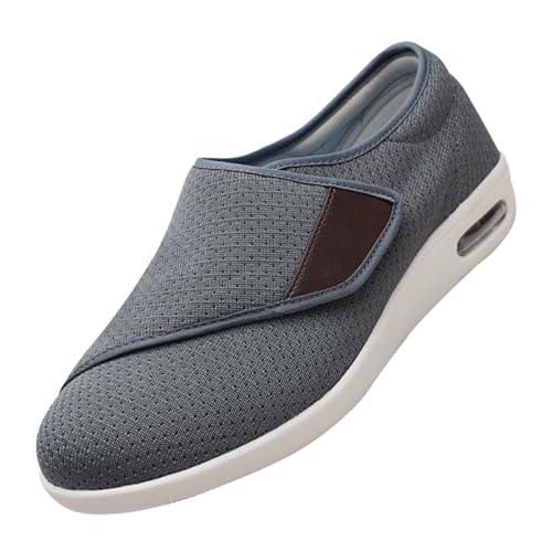 CVFOMBN Diabetikerschuhe FüR Senioren,Hausschuhe für Arthritisödeme und geschwollene Füße verstellbare rutschfeste Herren-Hausschuhe.Grey,40 von CVFOMBN