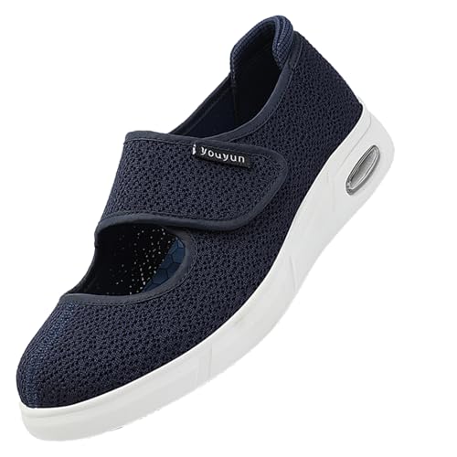 CVFOMBN Diabetikerschuhe FüR Senioren，Hausschuhe mit Klettverschluss Leichte Atmungsaktiv Pantoletten Memory Foam Bequeme Slipper.blueㅡ40 von CVFOMBN