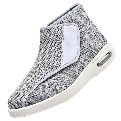 CVFOMBN Diabetikerschuhe FüR Senioren,Senioren Hausschuhe Slipper Herren Klettverschluss Pantoffeln Reha-Schuh Unisex-Erwachsene Gesundheitsschuhe.Light Gray,46 von CVFOMBN