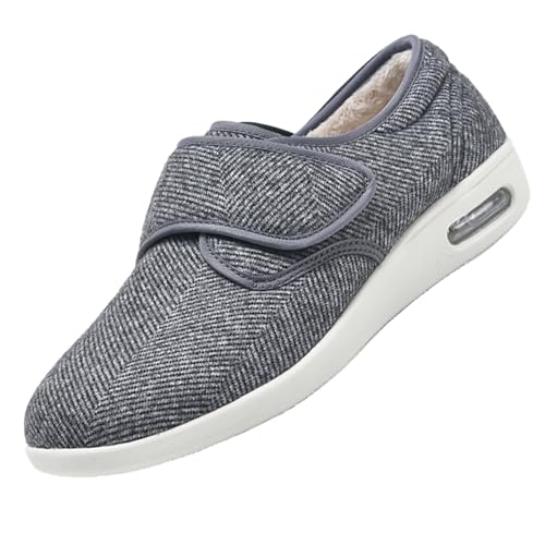 CVFOMBN Diabetikerschuhe FüR Senioren,Senioren Hausschuhe Slipper Herren Klettverschluss Pantoffeln Reha-Schuh Unisex-Erwachsene Gesundheitsschuhegrey－45 von CVFOMBN