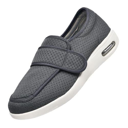 CVFOMBN Diabetikerschuhe für Senioren,Extra Weit Klettverschuß Freizeitschuhe Bequemer Rehaschuhe für Senioren.Grey,44 von CVFOMBN