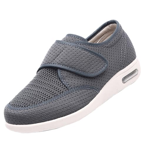 CVFOMBN Diabetische Schuhe Damen Extra Weit,Extra breite Leichtschuhe für geschwollene Füße, Seniorenschuhe mit Klettverschluss.Grey 40 von CVFOMBN