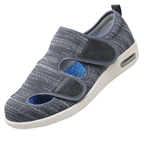 CVFOMBN Diabetische Schuhe FüR Geschwollene,Orthopädische Gesundheitsschuhe Klettverschluss Walkingschuhe Senioren Hausschuhe Verbandschuhe Geschwollen Füße.Dark Gray,45 von CVFOMBN