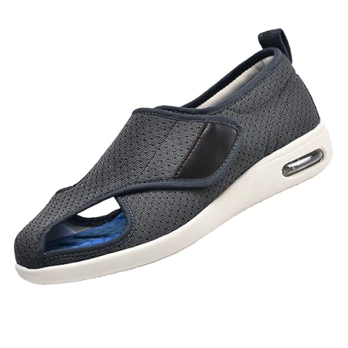 CVFOMBN Einstellbare Pantoffeln für geschwollene Füße,Extra breite Leichtschuhe für geschwollene Füße, Seniorenschuhe mit Klettverschluss,Grey▁38 von CVFOMBN