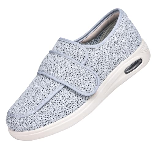 CVFOMBN Extra Breite Diabetiker Schuhe,Extra Weit Klettverschuß Freizeitschuhe Bequemer Rehaschuhe für Senioren.Grey,41 von CVFOMBN