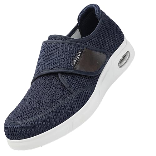 CVFOMBN Extra Breite Diabetiker Schuhe,Herren Extra Weit Freizeitschuhe Verbandsschuhe Hallux Orthopädische Schuhe mit Klettverschluss Breiter.Blue,44 von CVFOMBN