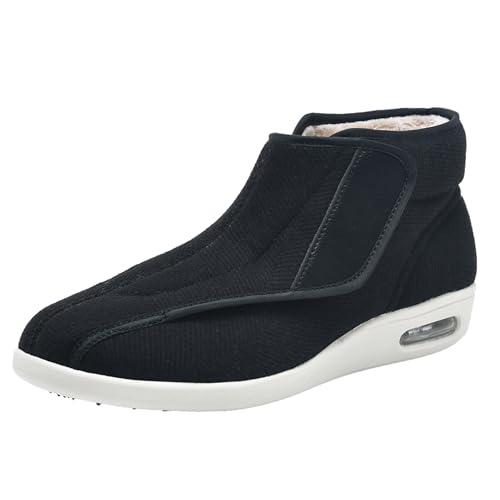 CVFOMBN Extra Breite Diabetiker Schuhe,Herren Extra Weit Freizeitschuhe Verbandsschuhe Hallux Orthopädische Schuhe mit Klettverschluss Breiterblack－42 von CVFOMBN