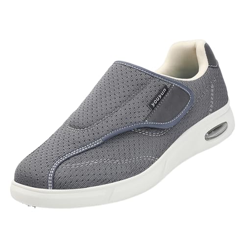 CVFOMBN Extra Breite Diabetiker Schuhe,Klettverschluss Verstellbare Hausschuhe Bequemer Lässige Business Walkingschuhe für Geschwollene Füße.grey-45 von CVFOMBN