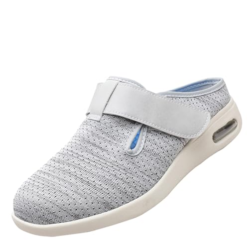 CVFOMBN Extra Weit Leichte Schuhe,Gesundheitsschuhe für Senioren,Diabetiker und Hallux Valgus Patienten,Extra Weite Hausschuhe.Light Gray，48 von CVFOMBN