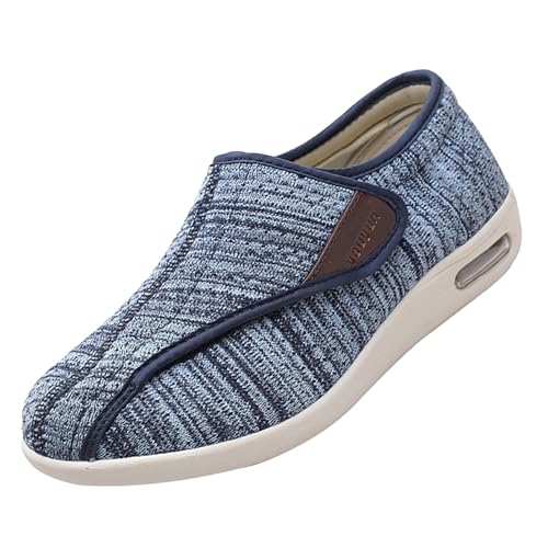 CVFOMBN Extra Weite Einstellbar Walking Schuhe,Extra Weite Sneaker mit Klettverschluss. Bequemer Laufschuh für breite, Flache Füße.,Light Blue▁48 von CVFOMBN