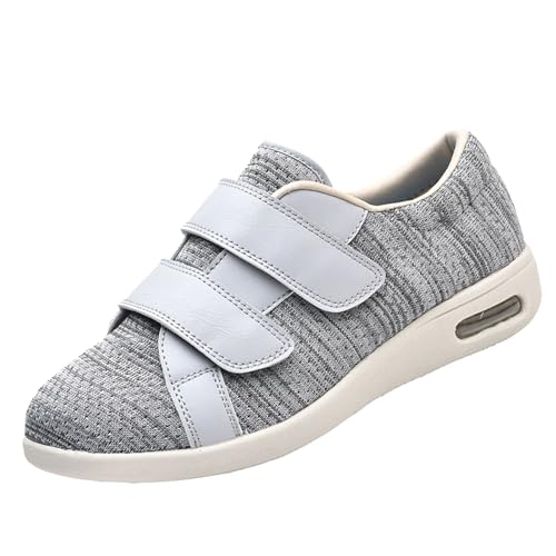 CVFOMBN Extra Weite Einstellbar Walking Schuhe,Gesunde Sportschuhe mit weitem Klettverschluss und niedrigem Schaft, Linderung von Fußschwellungen, gesunde Schuhe,Light Gray▁49 von CVFOMBN