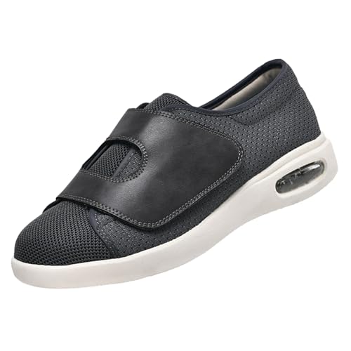 CVFOMBN Extra Weite Einstellbar Walking Schuhe,Gesunde Sportschuhe mit weitem Klettverschluss und niedrigem Schaft, Linderung von Fußschwellungen, gesunde Schuhe.Grey 45 von CVFOMBN