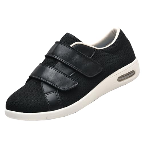 CVFOMBN Extra Weite Wanderschuhe,Damen Senioren Hausschuhe Unisex Verbandschuhe Plantarfasziitis Geschlossene Sandalen Geeignet für Diabetiker.Black 46 von CVFOMBN