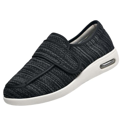 CVFOMBN Extra Weite Wanderschuhe,Extra Weite Sneaker mit Klettverschluss. Bequemer Laufschuh für breite, Flache Füße..Black gray/50 von CVFOMBN