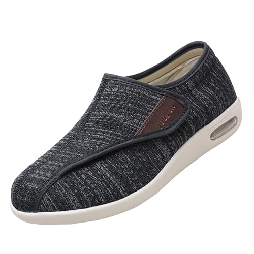 CVFOMBN Extra Weite Wanderschuhe,Orthopädischer Wanderschuh mit Fußgewölbeunterstützung und verstellbaren Riemen für geschwollene Füße.Black gray/44 von CVFOMBN