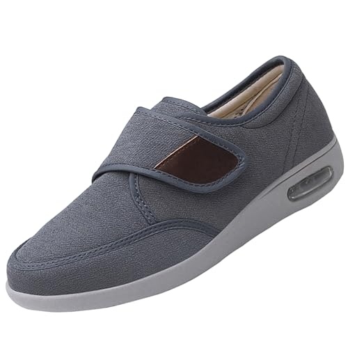CVFOMBN Extra Weite Wanderschuhe,Seniorenschuhe mit Klettverschluss, für Damen und Herren, extra breite Diabetiker-Hausschuhe, orthopädisch.Gray A 36 von CVFOMBN