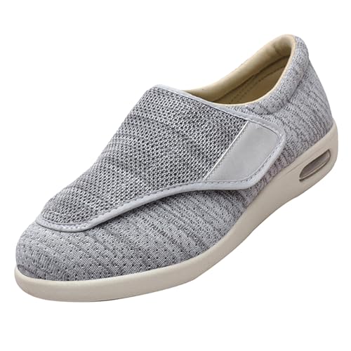 CVFOMBN Extra Weite Wanderschuhe,Verstellbare Hausschuhe für geschwollene Füße,rutschfeste Rehabilitationsschuhe für ältere Menschen.Light Gray，37 von CVFOMBN