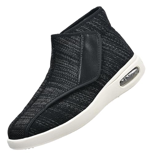 CVFOMBN Freizeitschuhe Herrenschuhe,Gesundheitsschuhe für Senioren Diabetiker und Ballenzehen-Patienten extra breite Hausschuhe.Black Gray,49 von CVFOMBN