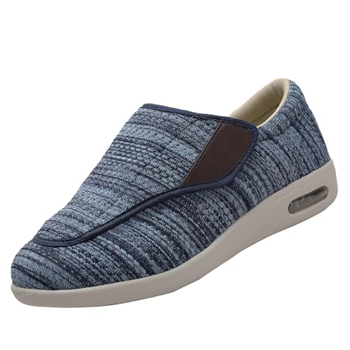 CVFOMBN Freizeitschuhe Herrenschuhe,Verstellbare Hausschuhe für geschwollene Füße,rutschfeste Rehabilitationsschuhe für ältere Menschen.Light Blue 46 von CVFOMBN