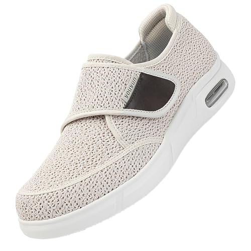 CVFOMBN FüßE Gesundheitsschuhe,Herren Extra Weit Freizeitschuhe Verbandsschuhe Hallux Orthopädische Schuhe mit Klettverschluss Breiter.White,41 von CVFOMBN