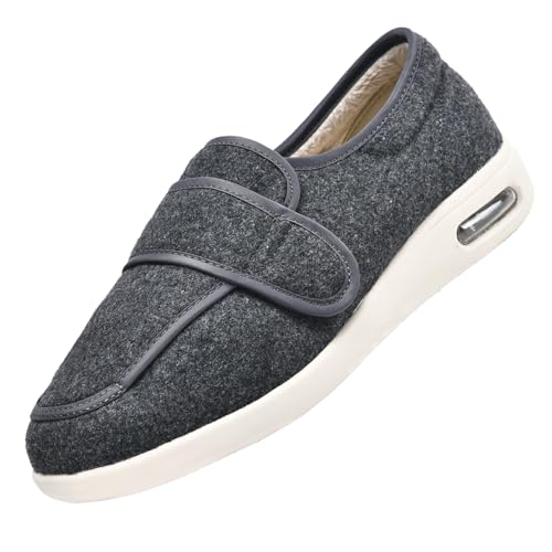 CVFOMBN FüßE Gesundheitsschuhe,Herren Extra Weit Freizeitschuhe Verbandsschuhe Hallux Orthopädische Schuhe mit Klettverschluss Breitergrey－49 von CVFOMBN