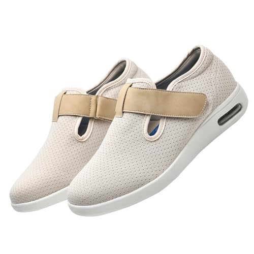 CVFOMBN Füße Gesundheitsschuhe,Mit Klettverschluss. Dieser Bequeme Laufschuh ist für breite und Plattfüße geeignet..Beige,42 von CVFOMBN