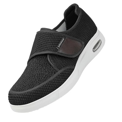 CVFOMBN Geschwollene FüßE Hausschuhe,Orthopädische Extra Turnschuhe Sneaker Walkingschuhe Atmungsaktiv rutschfest Wasserdicht Trekkingschuhe Outdoor.Black,41 von CVFOMBN