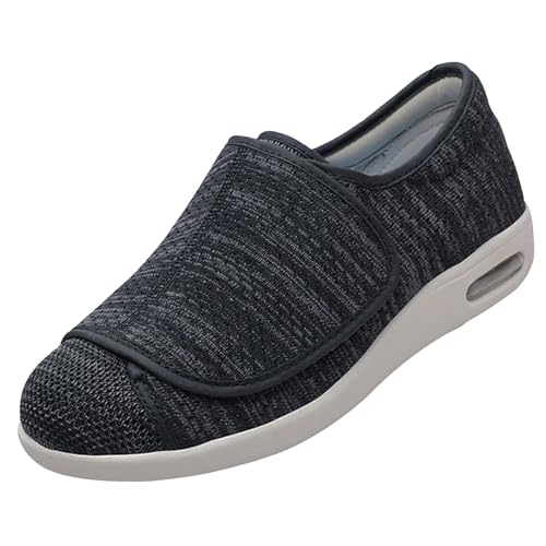 CVFOMBN Gesundheitsschuhe für Frauen,Gesunde Sportschuhe mit weitem Klettverschluss und niedrigem Schaft, Linderung von Fußschwellungen, gesunde Schuhe.Black Grey 47 von CVFOMBN