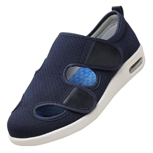 CVFOMBN Herren Damen Therapieschuhe,Hausschuhe mit Klettverschluss Leichte Atmungsaktiv Pantoletten mit Memory Foam Bequeme Slipper,Blue,45 von CVFOMBN