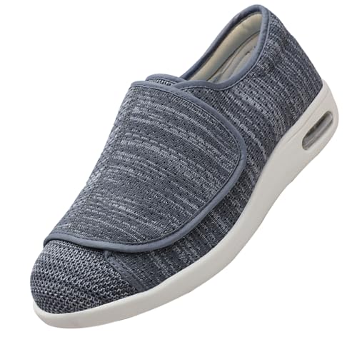 CVFOMBN Herren Diabetiker Hausschuhe,Rthopädische Hausschuhe Damen Senioren Schuhe mit Klettverschluss Verstellbare Reha Rutsch Fußpflegeschuhe.Dark Gray,42 von CVFOMBN