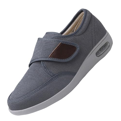 CVFOMBN Herren Diabetiker Hausschuhe,Unisex, extra breite Diabetiker-Hausschuhe, orthopädische Schuhe.Grey,44 von CVFOMBN