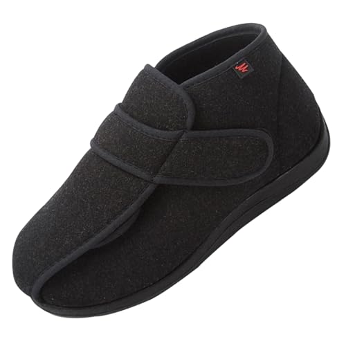 CVFOMBN Herren Freizeitschuhe Mit Klettverschluss,Orthopädische Hausschuhe Damen Herren Senioren Klettverschluss Verstellbare Stretch Rutsch Fußpflegeschuheblack－41 von CVFOMBN