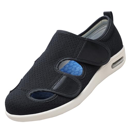 CVFOMBN Klettverschluss Breit Halbschuhe,EIN stützender, Leichter und atmungsaktiver Wanderschuh für Diabetiker, Orthopäden und Menschen mit geschwollenen Füßen,Black▁48 von CVFOMBN