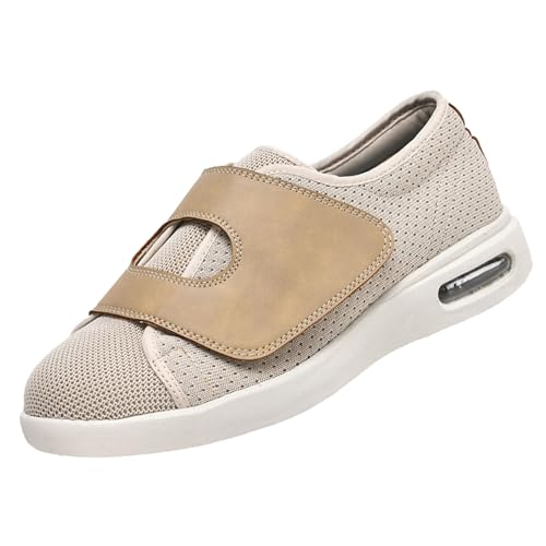CVFOMBN Klettverschluss Breit Halbschuhe,Extra Weite Sneaker mit Klettverschluss. Bequemer Laufschuh für breite, Flache Füße..Beige/39 von CVFOMBN
