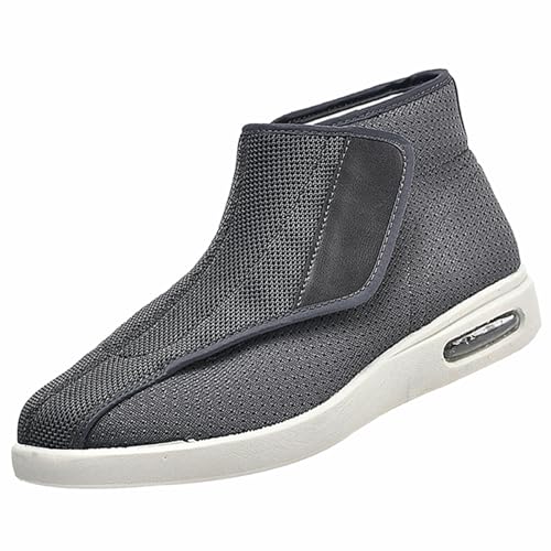 CVFOMBN Klettverschluss Breit Halbschuhe,Orthopädischer Wanderschuh mit Fußgewölbeunterstützung und verstellbaren Riemen für geschwollene Füße.Grey 47 von CVFOMBN