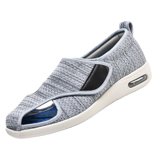 CVFOMBN Männer und Frauen Nahtlos Großzügig,Gesunde Sportschuhe mit weitem Klettverschluss und niedrigem Schaft, Linderung von Fußschwellungen, gesunde Schuhe,Light Gray▁48 von CVFOMBN