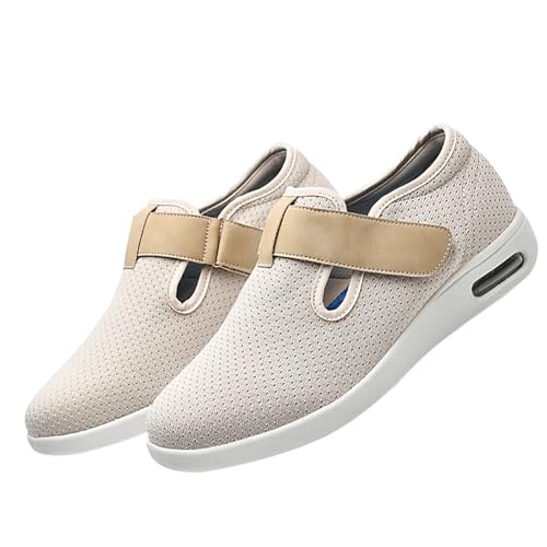 CVFOMBN Ödem verstellbare offene Zehen,Verstellbare Gesundheitsschuhe Verbandschuhe bei geschwollene Füße Reha-Schuhe Ödeme Hausschuhe.Beige,46 von CVFOMBN