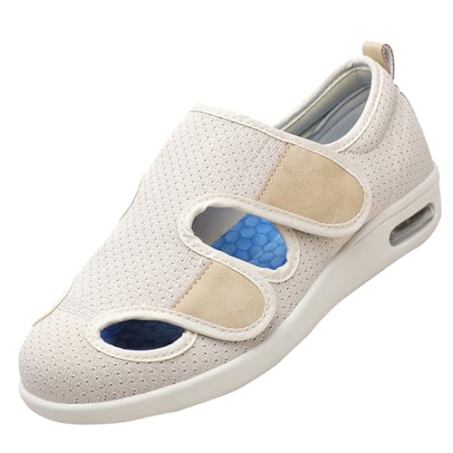 CVFOMBN Orthopedic Diabetic Laufschuhe,Gesunde Sportschuhe mit weitem Klettverschluss und niedrigem Schaft, Linderung von Fußschwellungen, gesunde Schuhe,Beige▁47 von CVFOMBN
