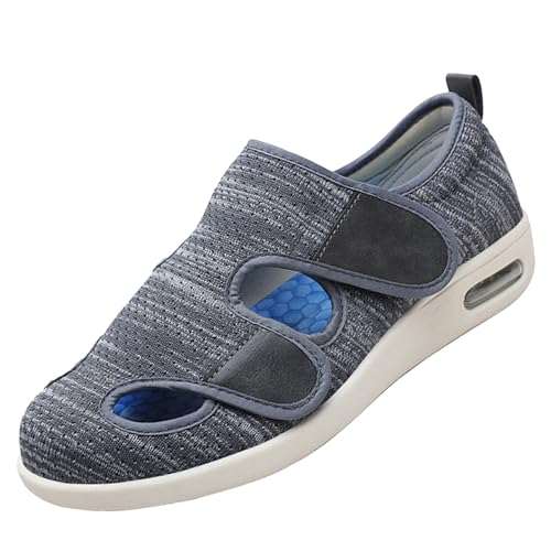 CVFOMBN Orthopedic Diabetic Laufschuhe,Hausschuhe für Arthritis-Ödeme und geschwollene Füße, verstellbare rutschfeste Hausschuhe für Männer,Dark Gray▁39 von CVFOMBN