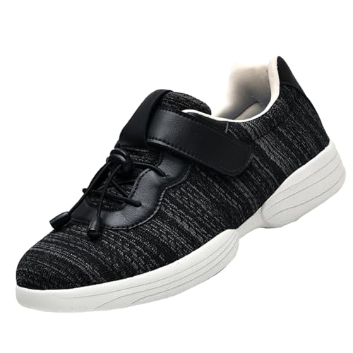CVFOMBN Orthopedic Diabetic Laufschuhe,Verstellbare Hausschuhe für geschwollene Füße,rutschfeste Rehabilitationsschuhe für ältere Menschen.Black Gray 41 von CVFOMBN
