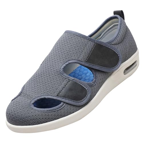 CVFOMBN Schuhe Herren Klettverschluss,EIN stützender, Leichter und atmungsaktiver Wanderschuh für Diabetiker, Orthopäden und Menschen mit geschwollenen Füßen,Grey▁38 von CVFOMBN