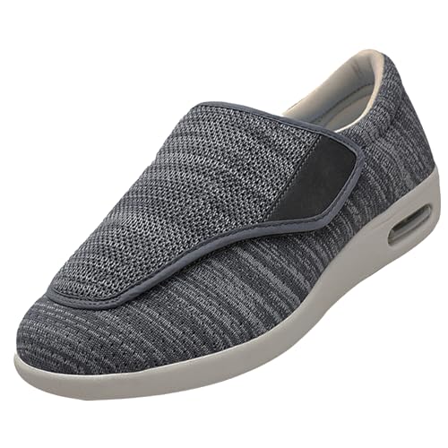 CVFOMBN Schuhe Herren Klettverschluss,Extra Weite Sneaker mit Klettverschluss Bequem Walkingschuhe für breite platt Füßen.Dark Gray,45 von CVFOMBN