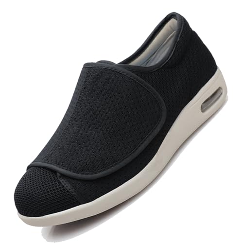 CVFOMBN Schuhe Herren Klettverschluss,Extrabreite verstellbare Diabetiker-Fußschuhe für Senioren und Patienten mit geschwollenen Füßen.Black,43 von CVFOMBN